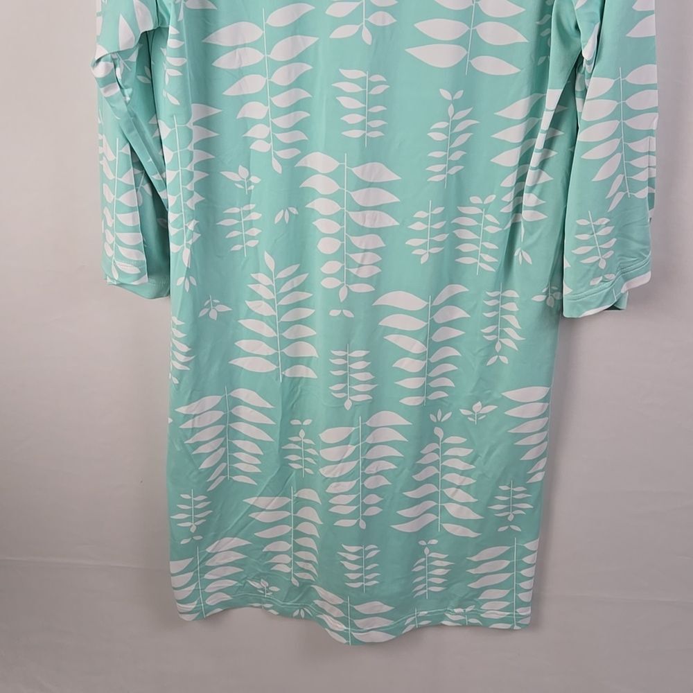 Stan Herman Mint Green Leaf Patterned Lounge Dress Sz S Spa Pool Bath Leisure - Picture 5 of 11